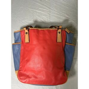 Coach Colorblock Leather Tote Bag Purse Red Blue Tan‎ Satchel Shopper